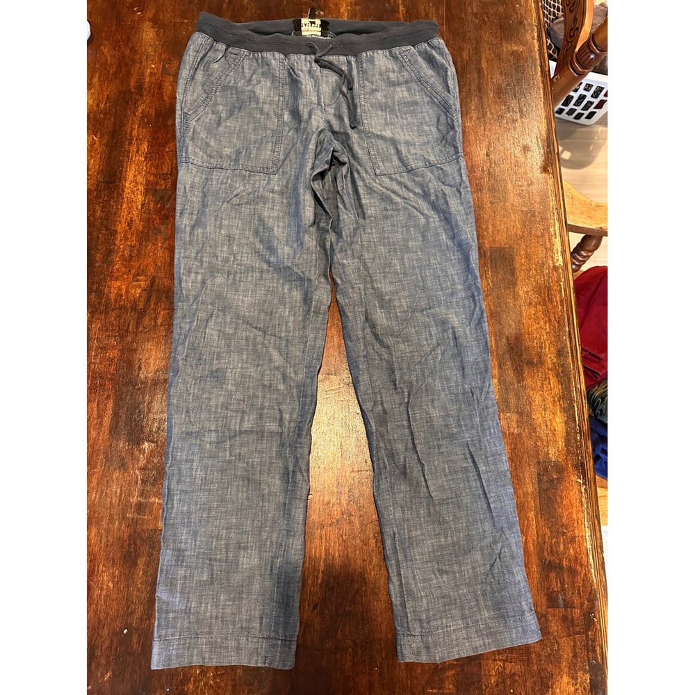 Talbots Drawstring Pants Womens 4 Blue Good Chambray Patch Pocket Trousers